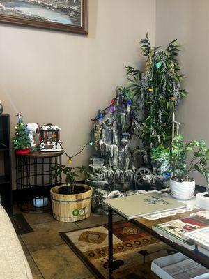 Lobby area with a relaxing water feature to set the mood