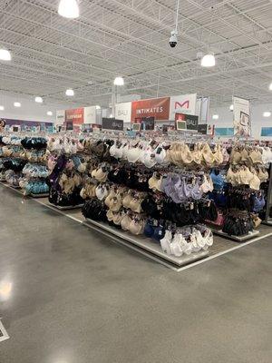 Lingerie. Notice how narrow the space is between the racks.