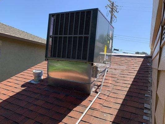 10 years parts and 10 year labor warranty! Rooftop package unit installed in Sacramento!