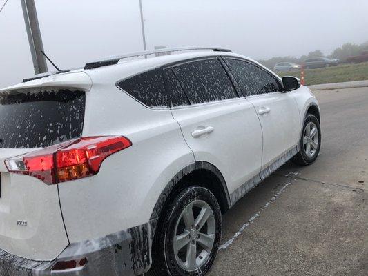 Soapy unwashed car