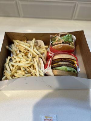 Double double animal style and a double double.