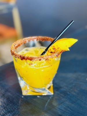 Mango Margarita with tajin on the rim.  So good!