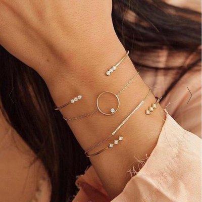 Trendy yellow and rose gold diamond bracelets