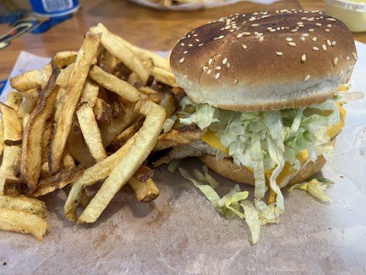 Grilled Chicken Sandwich with Fries.