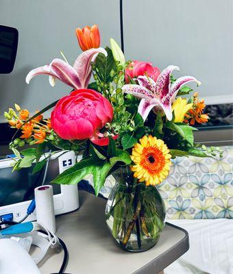 A beautiful pic of the bouquet sent for me during my hospital stay. This was taken 3 days after I received it.