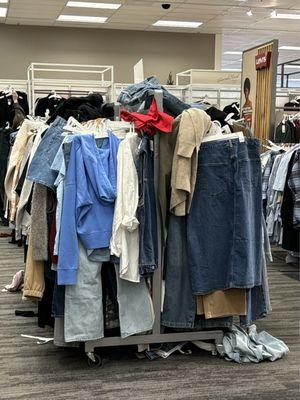 This is just one rack in the ladies clothing section. But every single one of them looked just like this, and there is a lot on the floor.