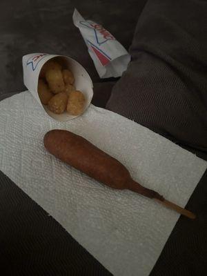 Corn dog and tater tots