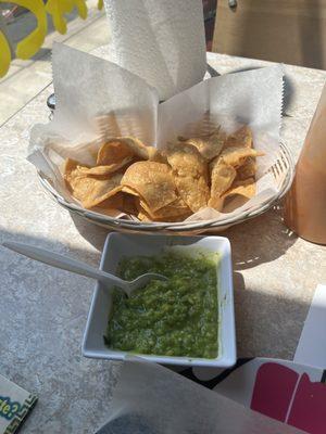 The complimentary homemade tortilla chips and salsa!