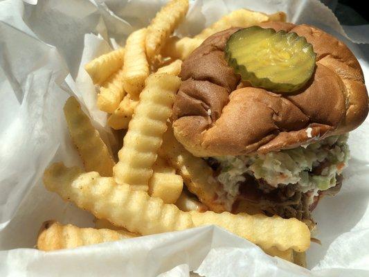 BBQ sandwich with fries