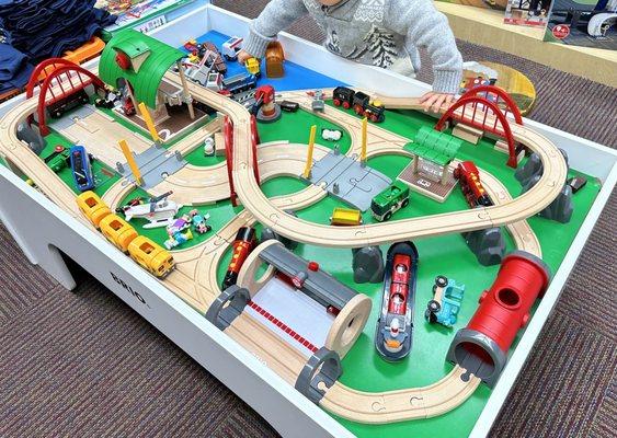 Play table with a BRIO train set