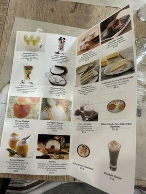 Dessert menu