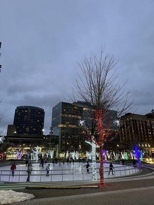 Ice skating at Rosa Parks Circle