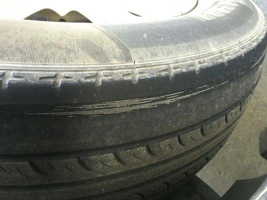 Hertz rents cars with bad tires. Here is one photo of one tire all the way down to the metal. The 3 others were bad as well