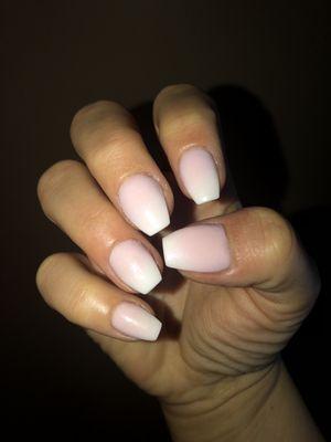 Pink and white ombré nails