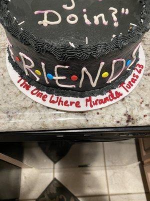 The writing in red is supposed to be in fondant.