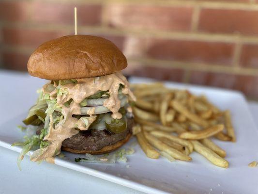 Jalapeno Burger and fries