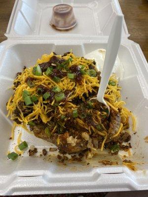 Loaded potato with chopped brisket