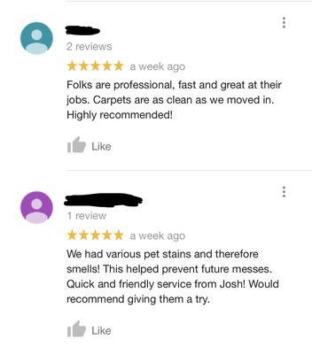 5 star reviews!