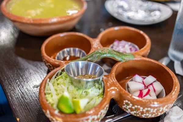 Pozole accoutrements