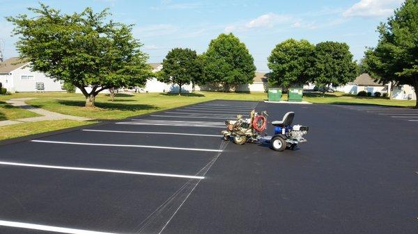 Parking stall layout and striping.