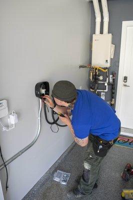 Installing a Wallbox EV charging station.