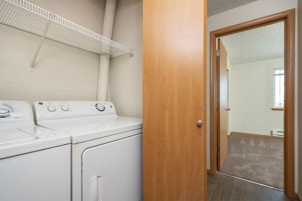 Washer & dryer in hallway to allow our residents to not have to travel for to complete their laundry.