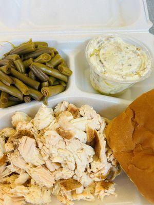 Chopped Chicken with green beans and potato salad-Follow my ig-@yelpelitegvl