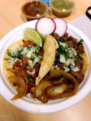 Al pastor and carne asada tacos! Fire AF