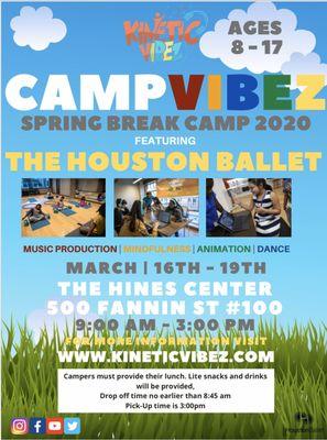 Spring Break Camp Vibez 2020. Sign up NOW!