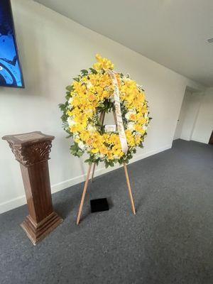 wreath at the service