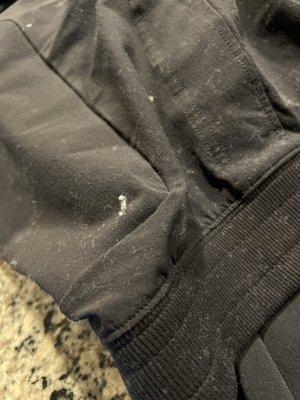 This what the inner layer of hoodie did to my pants .