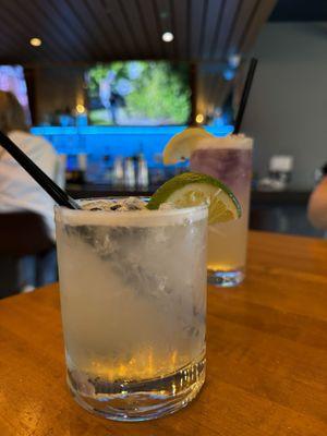 Seasonal margarita and blue sky cocktail