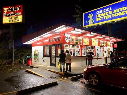 Vanilla Toffee Crunch Sundaes at Mike's Drive-In. It's raining and 48 degrees, why not?