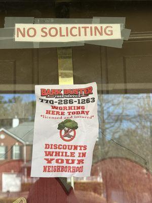 Very classy. Ignore no solicitation sign , and post yours!