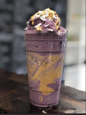 Açaí Shake with Peanut Butter Honey and Coconut