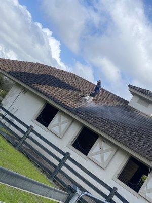 Pressure cleaning a horse stable in Wellington