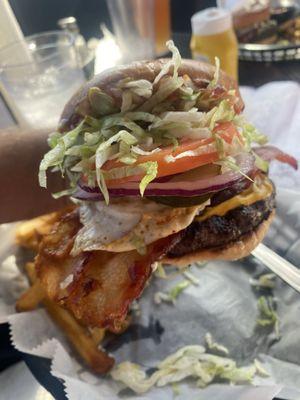 Breakfast Burger and fries