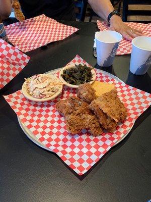 The best fried chicken, Cole slaw and collard greens