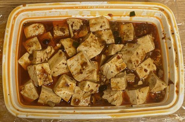 pork Mapo Tofu that was supposed to be Veg Mapo Tofu. This is not the full serving, as I'd already eaten some