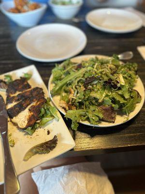 Autumn salad with blackened chicken