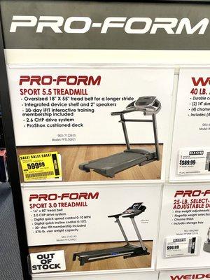 Proform sport 5.5 treadmill on sale $599 plus coupon $559. Regular price $799, Best Buy sells for $899