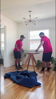 Moving a glass table top