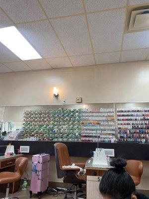 Extensive selection of dip and gel colors! There are even more colors to the right and in the back.