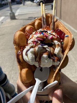 Bubble Waffle with Ice Cream