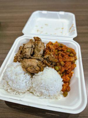 Two choice plate - Chicken adobo and pork and peas