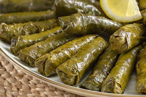 Hand wrapped special recipe vegetarian Sarma ( Stuffed Grape Leaves)