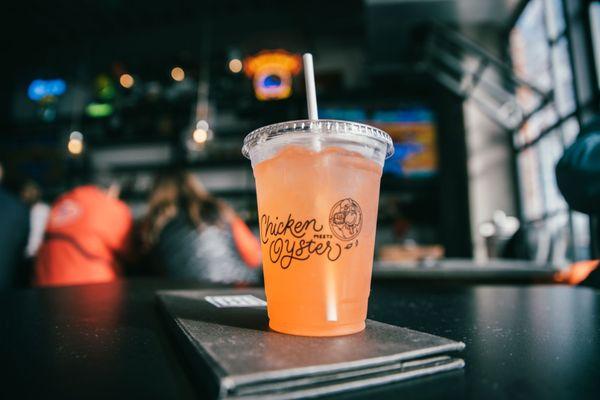 Homemade strawberry lemonade.