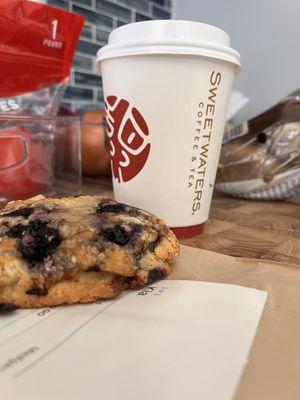 Blueberry scone and coffee