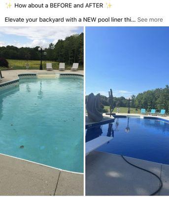 Vinyl liner replacement for large custom in-ground pool.