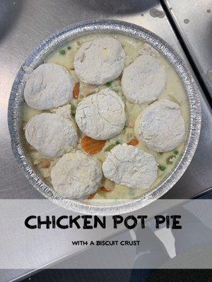 Chicken Pot Pie with homemade biscuits